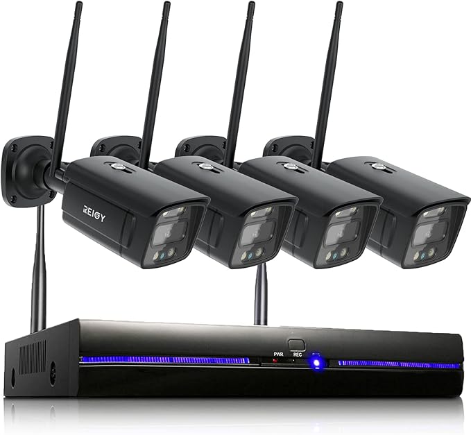 REIGY 3MP Bewakingscamera Systeem Buiten Wifi met Soptlight